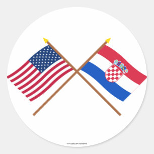 Die USA und Kroatien überquerten die Flaggen Runder Aufkleber