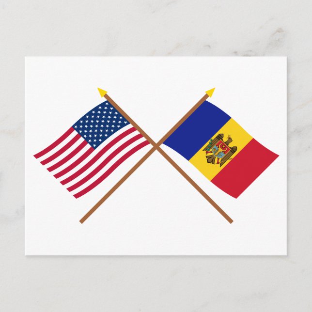 Die USA und Moldau überquerten die Fahnen Postkarte (Vorderseite)