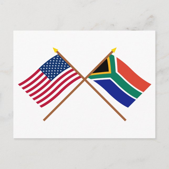 Die USA und Südafrika überquerten die Fahnen Postkarte (Vorderseite)