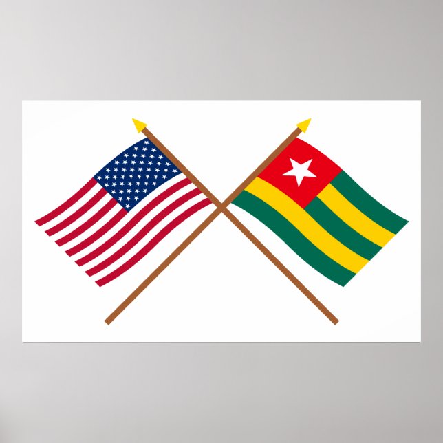 Die USA und Togo überquerten Flaggen Poster (Vorne)