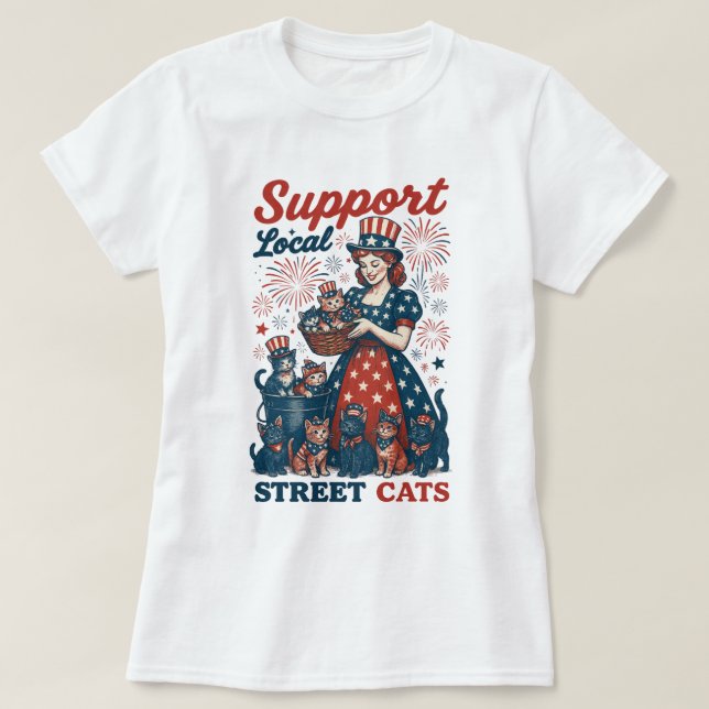 Die USA unterstützen die Cats in den Straßen am 4. T-Shirt (Design vorne)