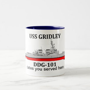 Die USS Gridley, DDG-101, servierte personalisierb Zweifarbige Tasse