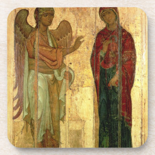 Die Ustiug Ankündigung, c.1130-40 (Tempera auf Getränkeuntersetzer