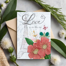 Die Valentinstag-Liebe liegt im Air Floral Eiffel Karte