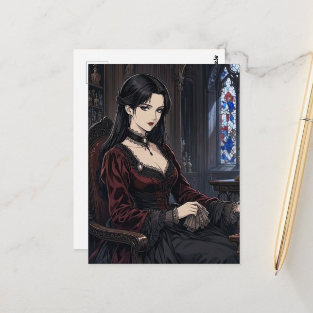 Die Vampir-Lady Postkarte (Vorderseite/Rückseite Beispiel)