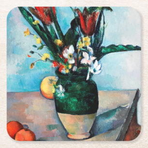 Die Vase von Tulips, Paul Cezanne Rechteckiger Pappuntersetzer
