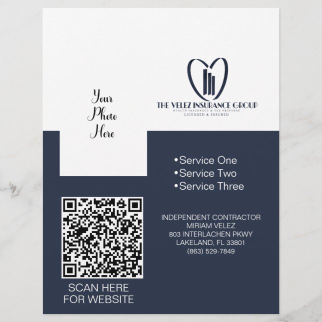 Die Velez Insurance Group Flyer (Vorne)