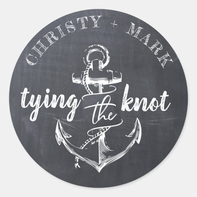 Die Verbindung der Knot-Anchor-Khalkboard | Hochze Runder Aufkleber (Vorderseite)