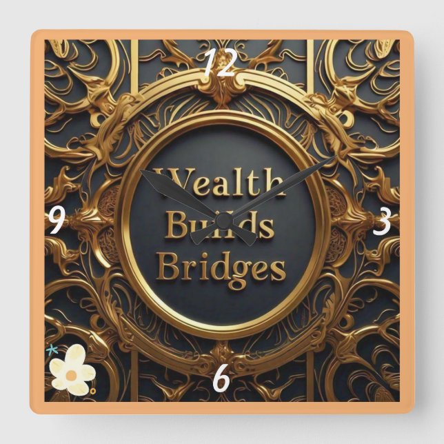 "Die Verbindung des Wohlstands" Quadratische Wanduhr (Vorderseite)