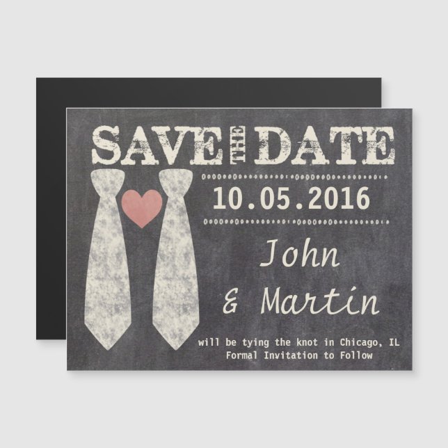 Die Verbindung von Knot-Chalkboard-Gay Save the Da Magneteinladung (Vorne/Hinten)