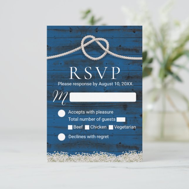 Die Verbindung von RSVP mit dem Rustikalen Hochzei (Stehend Vorderseite)