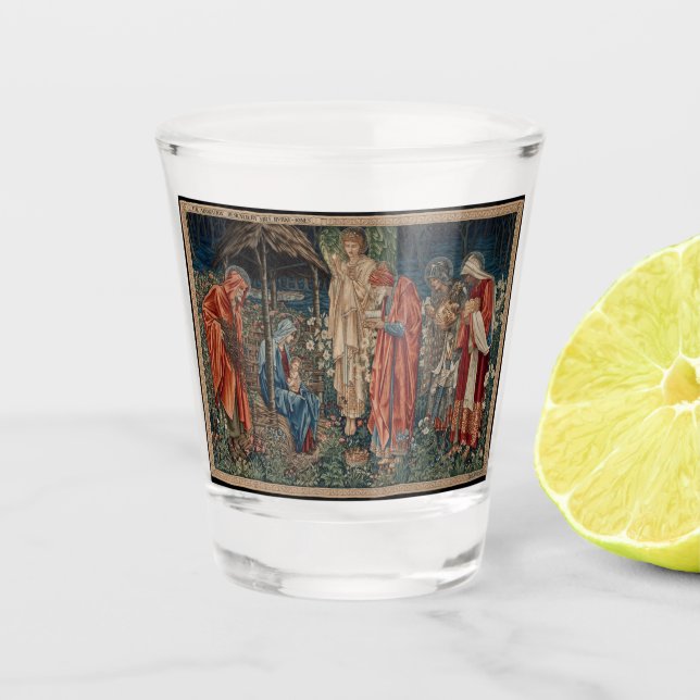 Die Verehrung der Magi (von Edward Burne-Jones) Schnapsglas (Vorderseite)