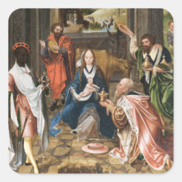 Die Verehrung des Magi-jesus-Urlaubs Quadratischer Aufkleber