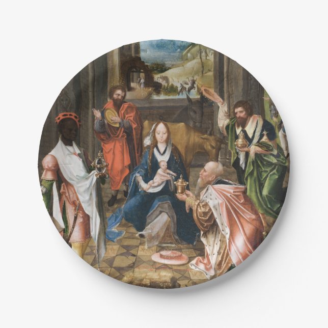 Die Verehrung des Magi-jesus-Urlaubspapiers P Pappteller (Vorderseite)