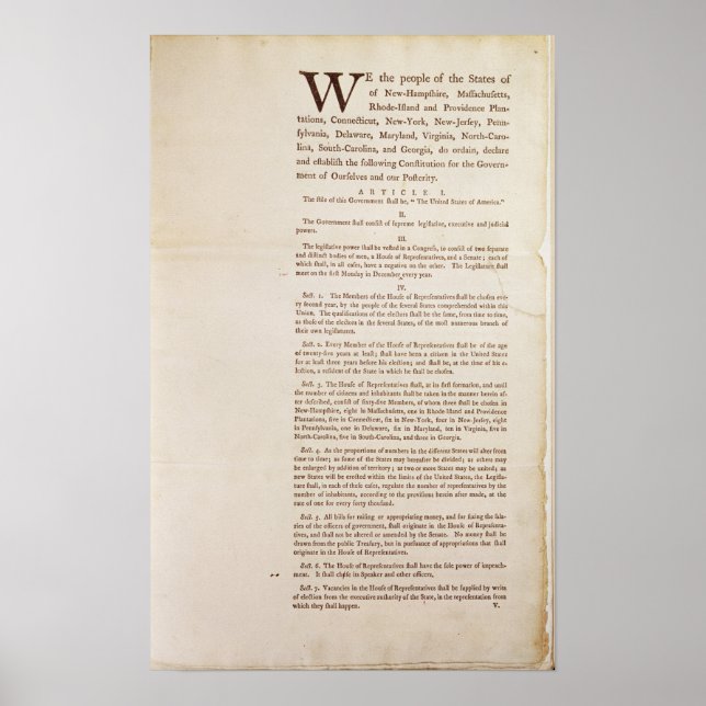 Die Verfassung der Staaten von 1787 Poster (Vorne)