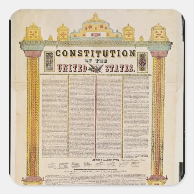 Die Verfassung der USA Quadratischer Aufkleber (Vorderseite)