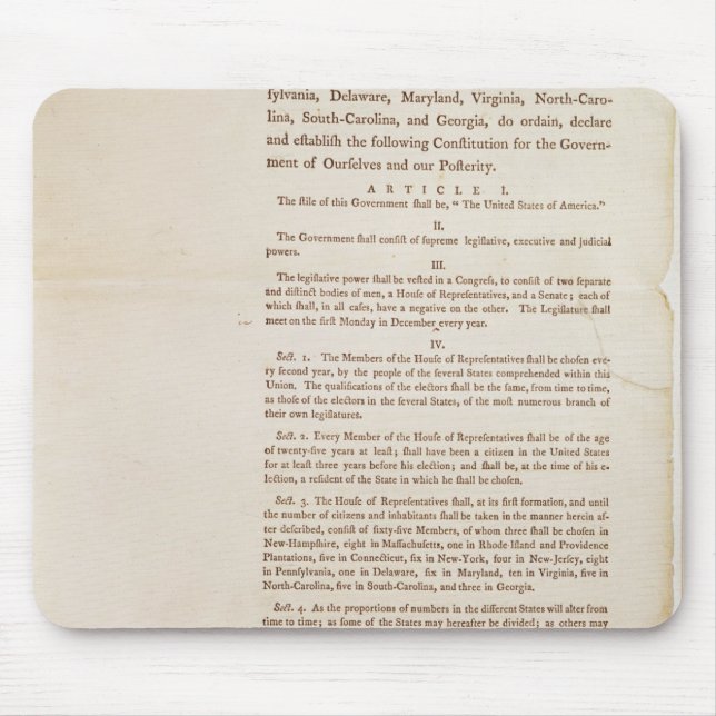 Die Verfassung der Vereinigten Staaten, 1787 Mousepad (Vorne)