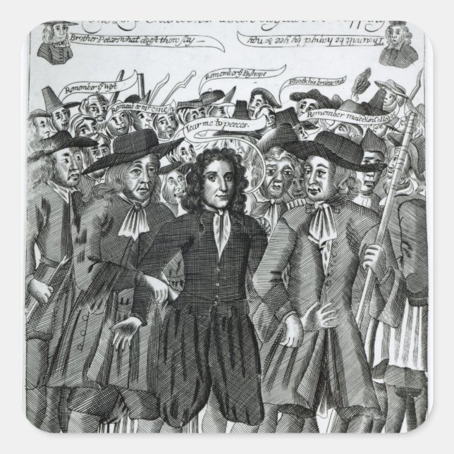 Die Verhaftung von Richter Jeffreys 1689 Quadratischer Aufkleber (Vorderseite)