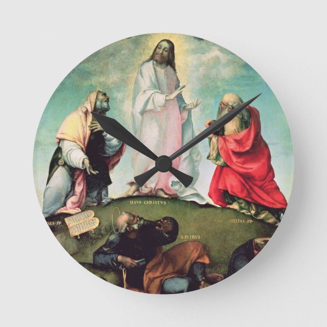 Die Verklärung Christi, c.1510-12 (Öl auf p Runde Wanduhr (Vorderseite)