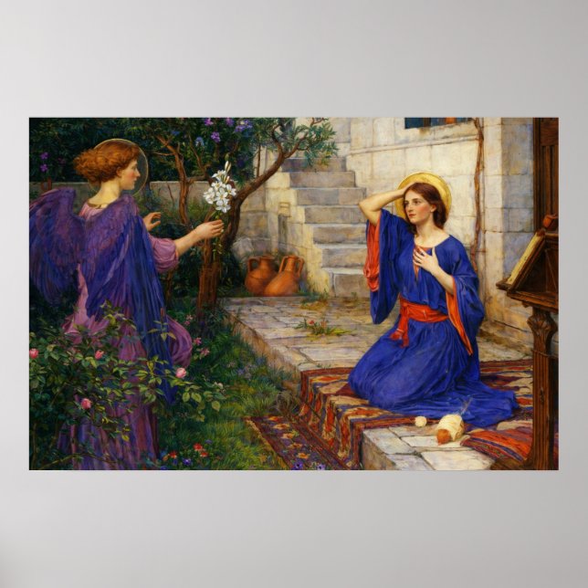 Die Verkündigung von John William Waterhouse Poster (Vorne)