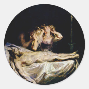 Die Verleumdung Jesu Christi - Rubens Runder Aufkleber