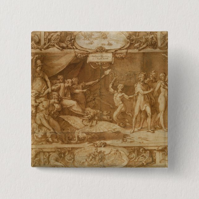Die Verleumdung von Apelles, 1572 Button (Vorderseite)