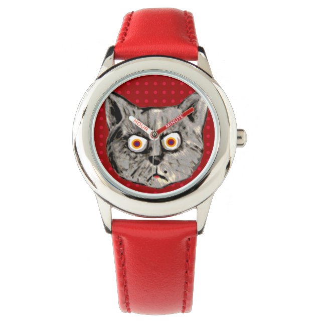die verrückte Katzenstunde Armbanduhr (Vorderseite)