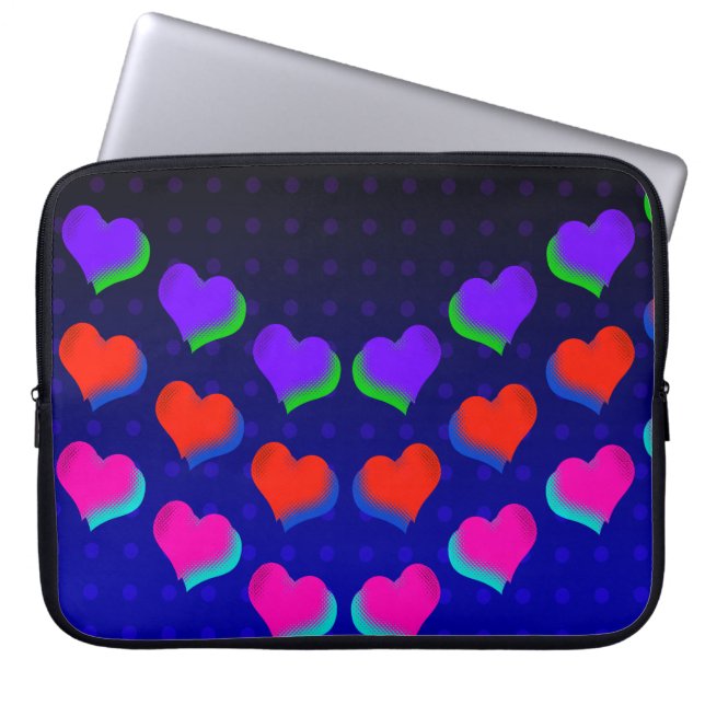 Die verrückten Retro-Neon-Herzen Laptopschutzhülle (Vorderseite)