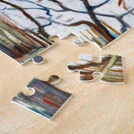 Die verschneite Landschaft mit den Arlen im Hinter