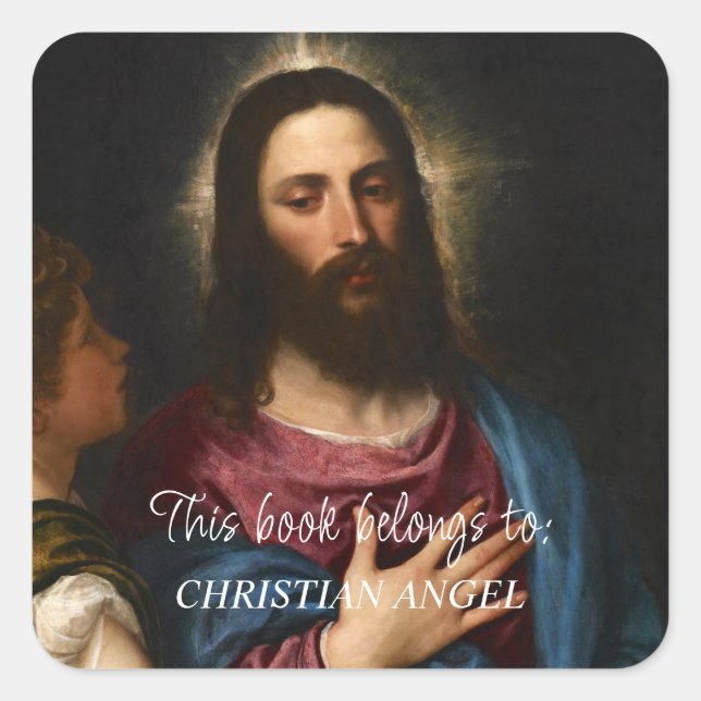 Die Versuchung Christi, Tizian Quadratischer Aufkleber (Vorderseite)
