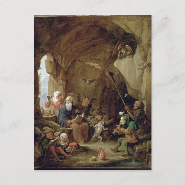 Die Versuchung des Hl. Anthony in einer Felshöhle Postkarte (Vorderseite)