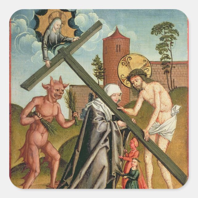 Die Versuchung eines Heiligen Quadratischer Aufkleber (Vorderseite)