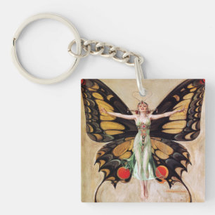 Die Verwandlung des Backfisches zum Schmetterling Schlüsselanhänger