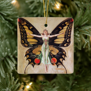 Die Verwandlung des Flapper-Mädchens zum Schmetter Keramikornament