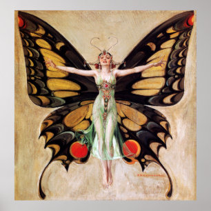 Die Verwandlung des Flapper-Mädchens zum Schmetter Poster