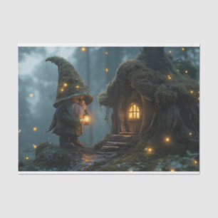 Die verzauberte Gnome-Hütte im Mondschein: Fantasi Seidenpapier