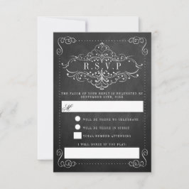 Die Verzierte Chalkboard-Hochzeitskollektion RSVP Karte