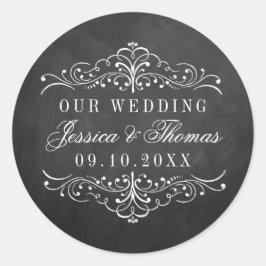 Die Verzierte Chalkboard-Hochzeitskollektion Runder Aufkleber