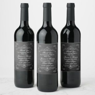 Die Verzierte Chalkboard-Hochzeitskollektion Weinetikett
