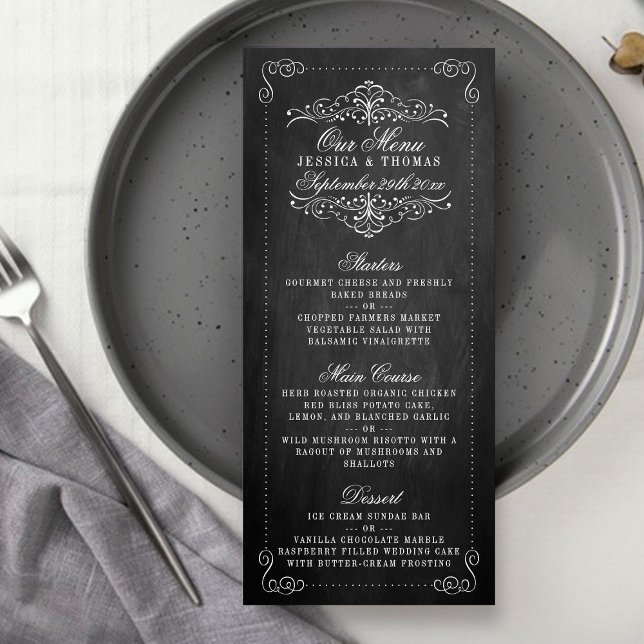 Die Verzierte Chalkboard Wedding Collection - Menü Menükarte (Von Creator hochgeladen)