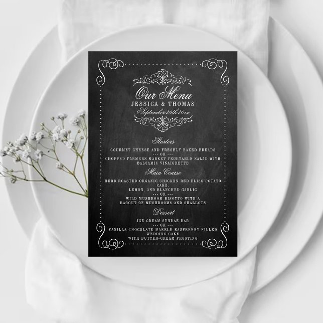 Die Verzierte Chalkboard Wedding Collection - Menü Menükarte (Von Creator hochgeladen)