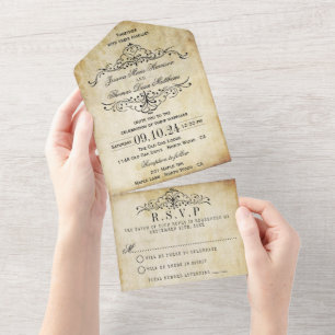Die Verzierte, Geblüht Hochzeitskollektion des Jah All In One Einladung