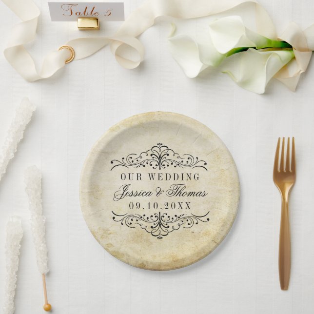 Die Verzierte, Geblüht Hochzeitskollektion des Jah Pappteller (Hochzeit)