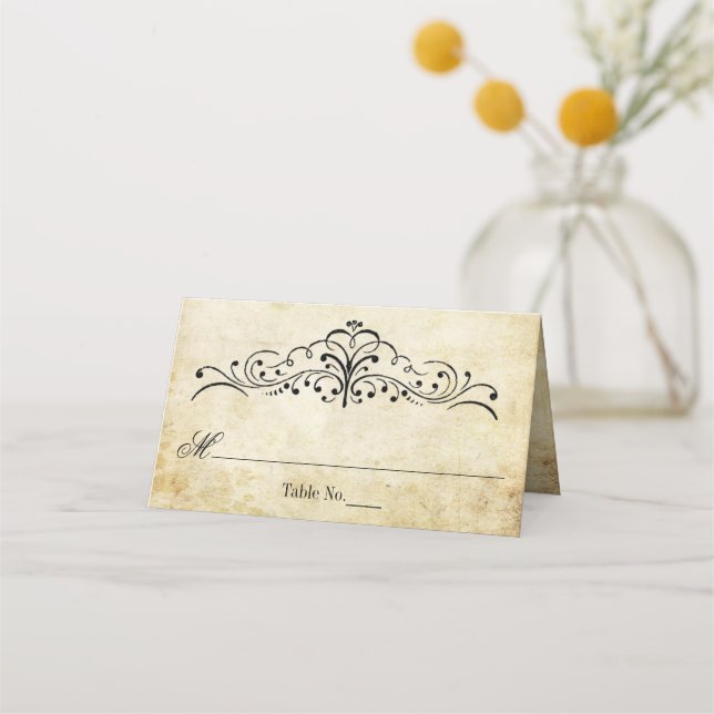 Die Verzierte, Geblüht Hochzeitskollektion des Jah Platzkarte (Vorderseite)
