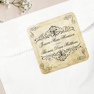 Die Verzierte, Geblüht Hochzeitskollektion des Jah Quadratischer Aufkleber