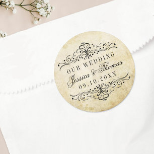 Die Verzierte, Geblüht Hochzeitskollektion des Jah Runder Aufkleber