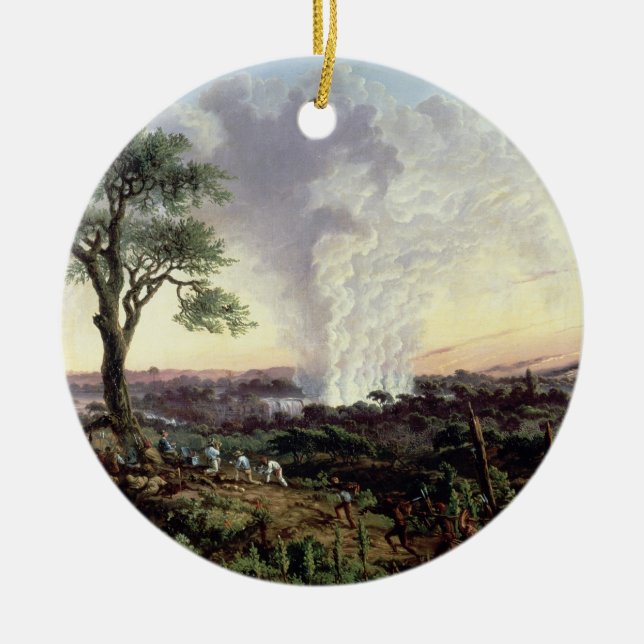 Die Victoriafälle am Sonnenaufgang, mit "dem Keramikornament (Vorne)