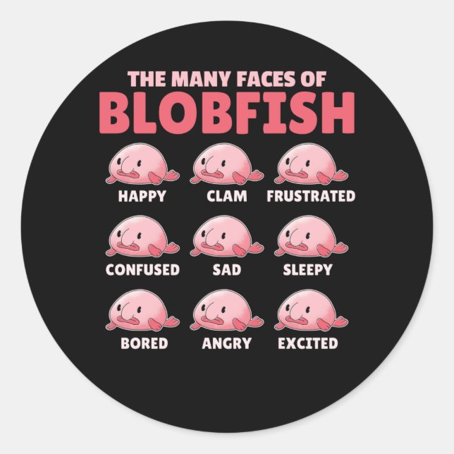 Die vielen Gesichter von Blobfish lustigen Emotion Runder Aufkleber (Vorderseite)