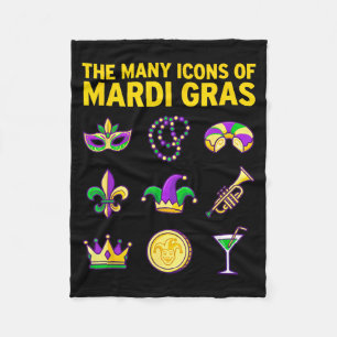 Die vielen Icons von Mardi Gras Lila Grün Grafik  Fleecedecke