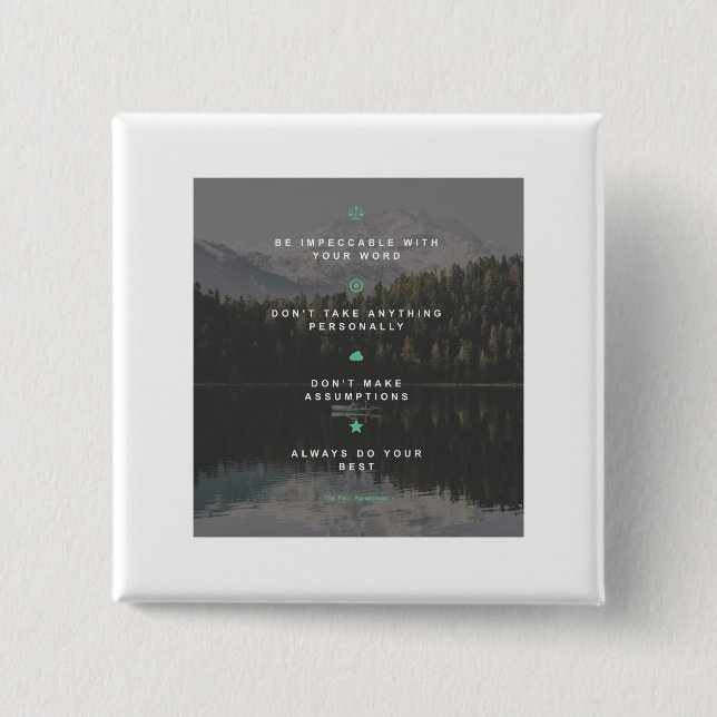 Die vier Abkommen Button (Vorderseite)